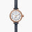 Shinola, Birdy 34mm Moon Phase White Dial Navy Leather Rose Gold PVD Case