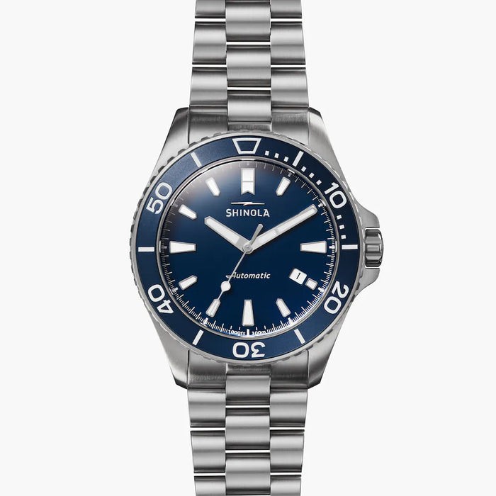 Shinola, Lake Michigan Monster Automatic 43mm Blue Dial SS Bracelet