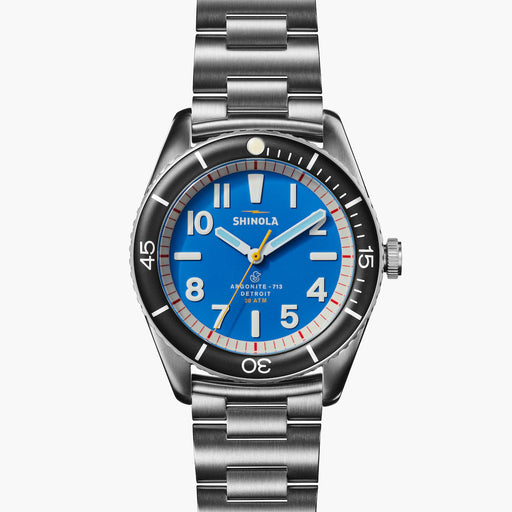 Shinola Shinola, The Duck 42mm Blue Dial SS Bracelet - Time After Time Watches