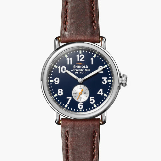 Shinola Shinola, The Runwell 41mm Sub Second Midnight Blue Dial Cattail Brown Leather - Time After Time Watches