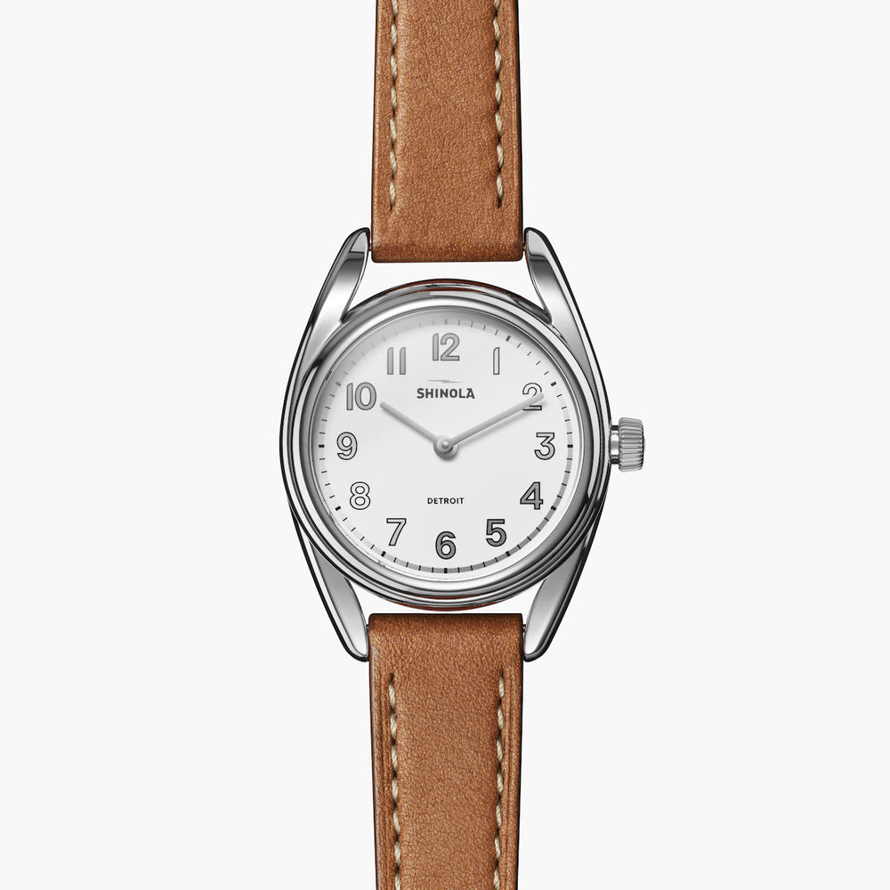 Shinola Shinola, The Derby 30mm White Dial Tan Brown Leather - Time After Time Watches