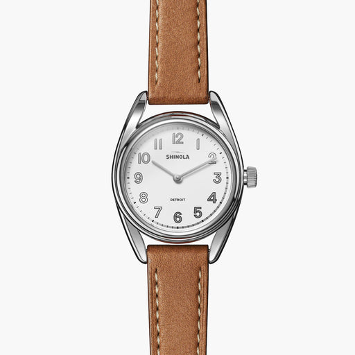 Shinola Shinola, The Derby 30mm White Dial Tan Brown Leather - Time After Time Watches