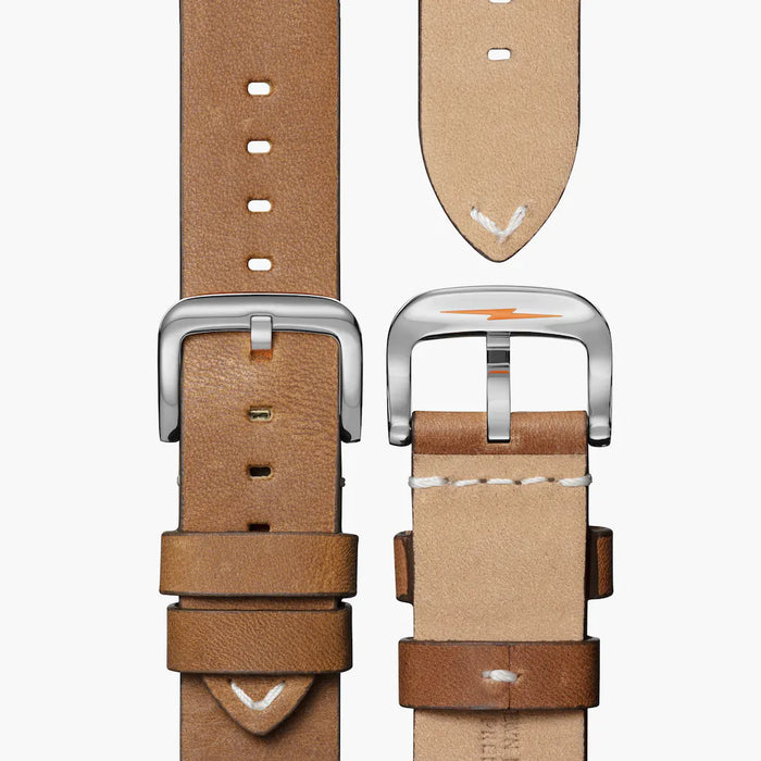Shinola Shinola, The Traveler 42mm Orange Dial British Tan Leather - Time After Time Watches