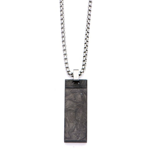 Solid Carbon Graphite & Stainless Steel Dog Tag Pendant w/Chain