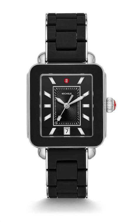 Black michele online deco watch
