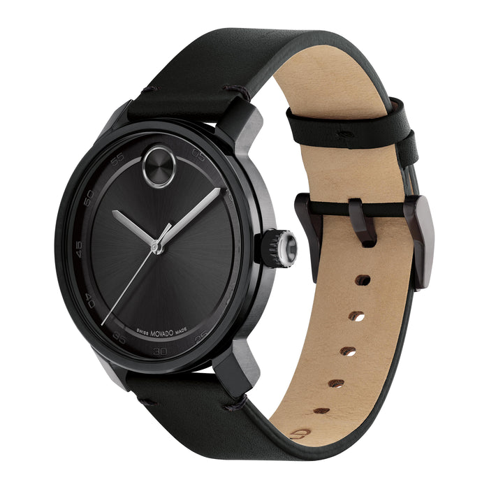 Movado Bold Access Black Dial Black Leather 3600918
