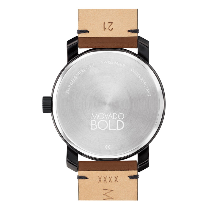 Movado Bold Access Grey Dial Brown Leather 3600917