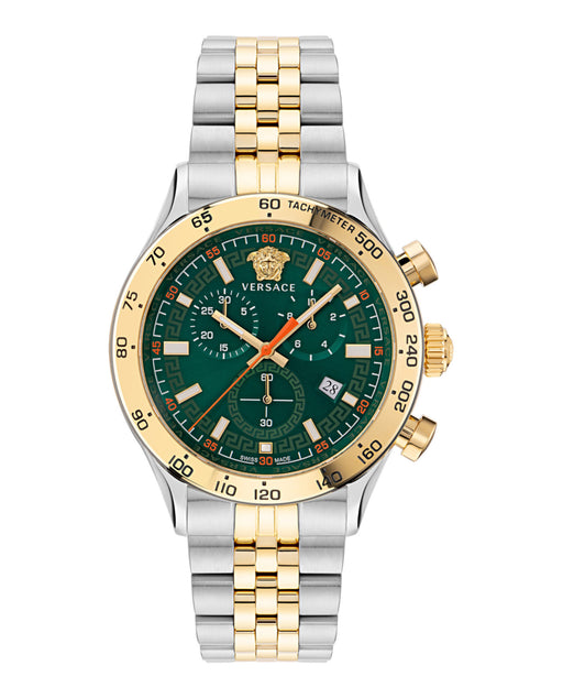 Hellenyium 44MM Two-Tone Watch Green Sunray Dial Two Tone Bracelet