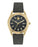 V-Code 42MM IP Yellow Gold Watch Black Dial Calf Leather Strap