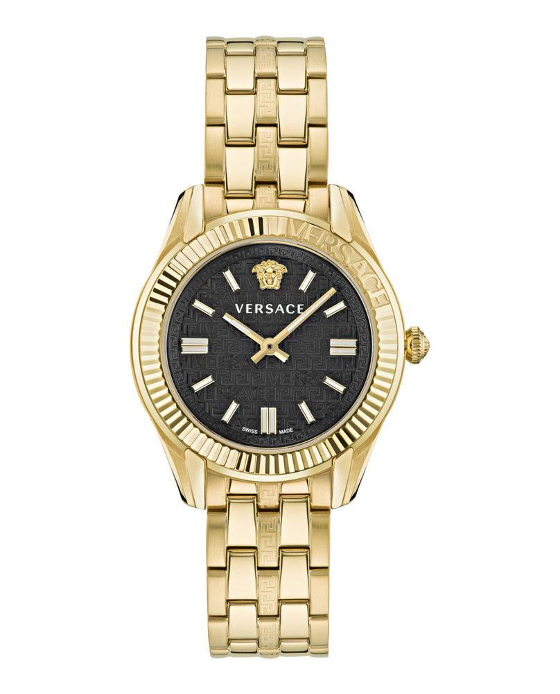 Greca Time 35MM IP Yellow Gold Watch Blk Dial IP Yellow Gold Bracelet