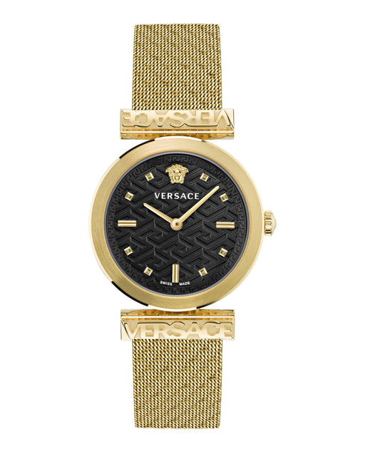 Versace Regalia 34MM IP Yellow Gold Watch Black Dial IP YG Bracelet