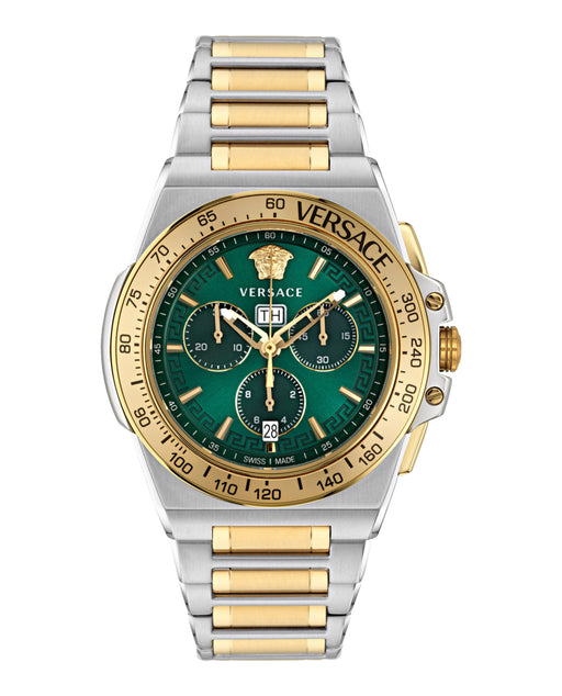 Greca Extreme Chrono 45MM Two-Tone Watch Green Dial Two Tone Bracelet