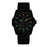 This image is of the watch in darkness to showcase the luminescence of the hour markers and hands to allow for maximum visibility in pitch black darkness as well as daytime.