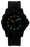 This image is of the watch in darkness to showcase the luminescence of the hour markers, except for at 3 where the day date is visible when it is light, and hands to allow for maximum visibility in pitch black darkness as well as daytime.