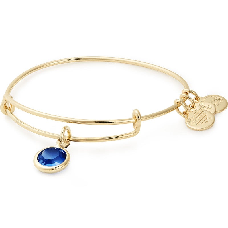 Alex and Ani Sapphire Birthstone Charm Bangle With Swarovski® Crystals Shiny Gold