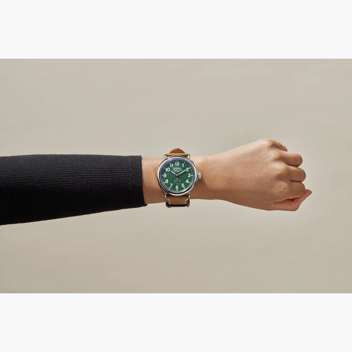 Shinola, The Runwell 47mm Green Dial Brown Leather
