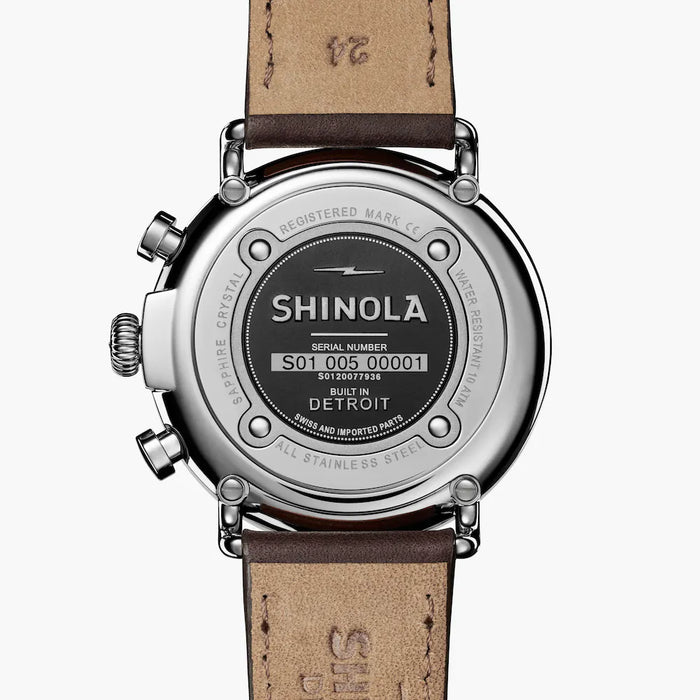 Shinola Shinola, The Runwell 47mm Silver Dial Brown Leather - Time After Time Watches