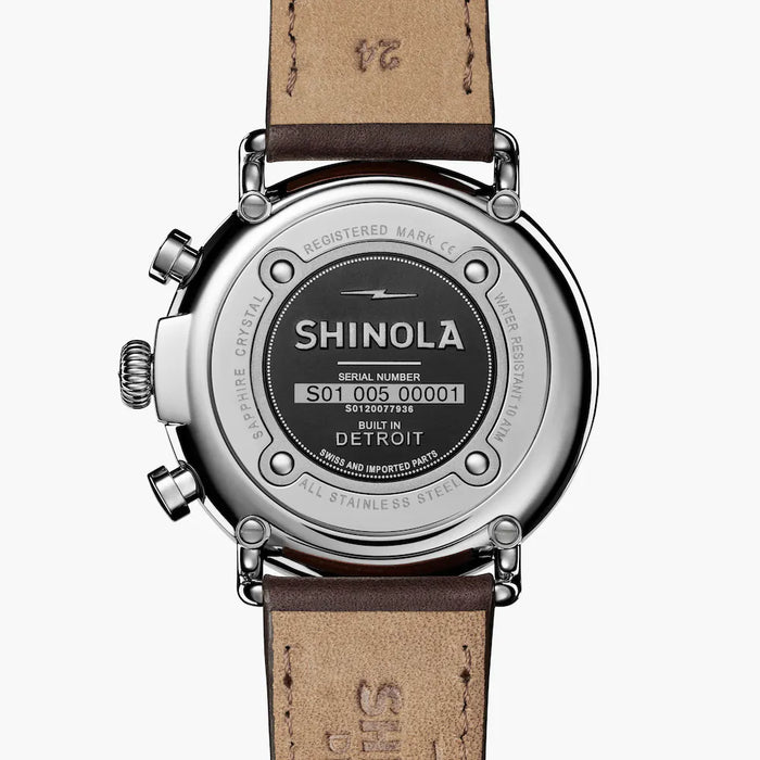 Shinola, The Runwell 47mm Silver Dial Brown Leather