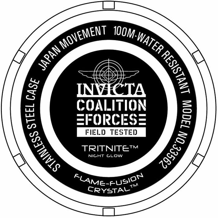 Invicta Men's Coalition Forces Black Dial Canvas Strap - 33562
