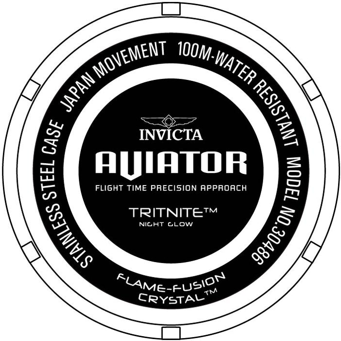 Invicta Men's Aviator Chrono Gold Dial Black Silicone - 30486
