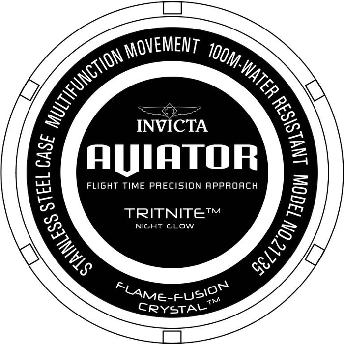 Invicta Men's Aviator Chrono Silver Dial Black Silicone - 21735