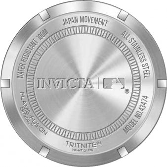 Men's Phillies Invicta MLB Collection watch. red rotating bezel, colorful dial with red white and blue accents to represent the teams colors. date wheel placed at the 3 oclock marker and intricate details to reflect that of a baseball around the markers. Stainless steel band and stainless steel casing.