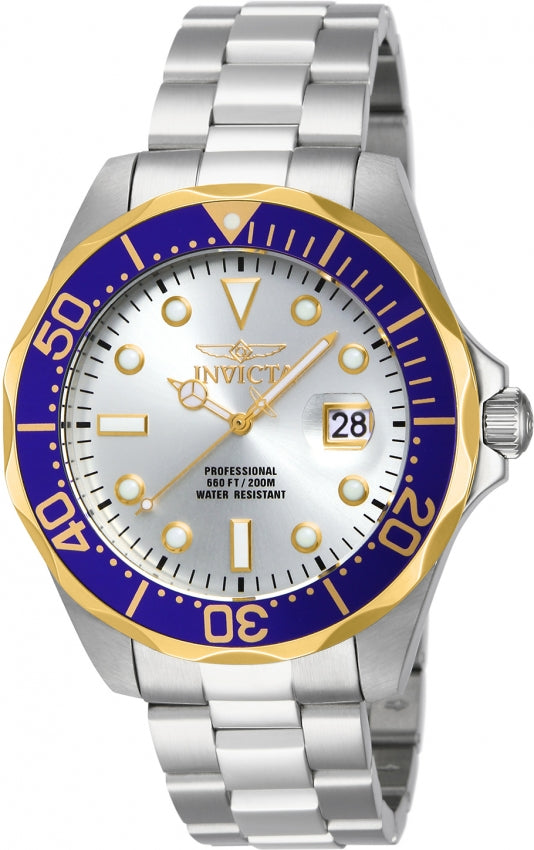 Invicta Men s Pro Diver Blue Bezel SS Bracelet 14543 Time