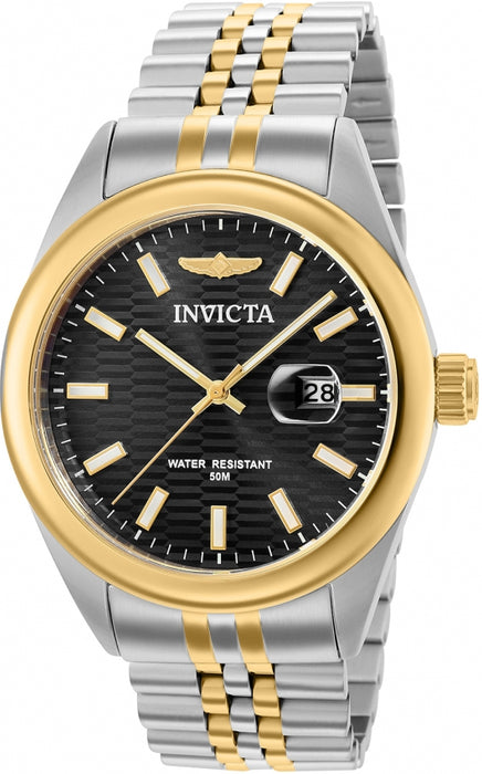 Invicta Men's Aviator Black Dial Two-Tone Bracelet - 38417