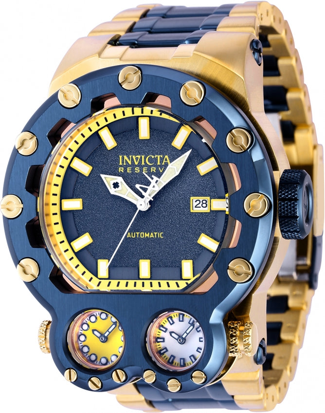 Invicta Men s Reserve Magnum Tria Automatic Blue and Gold Tone