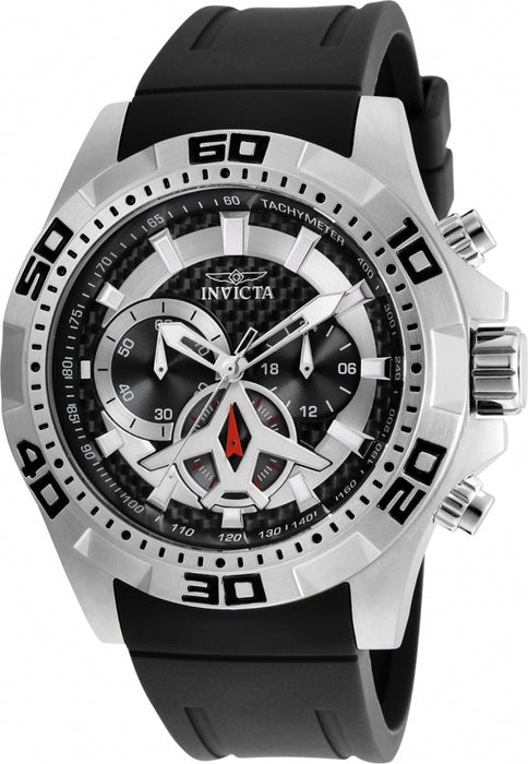 Invicta Men's Aviator Chrono Silver Dial Black Silicone - 21735
