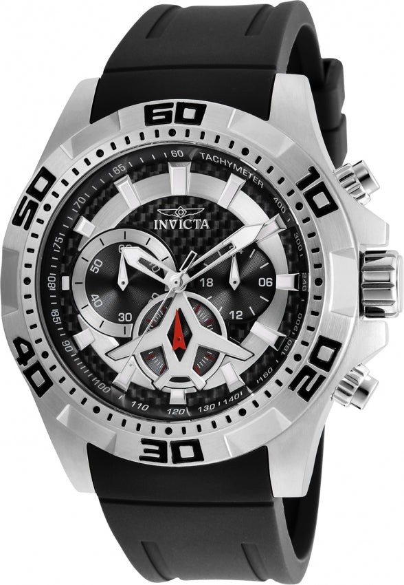 Invicta Men's Aviator Chrono Silver Dial Black Silicone - 21735