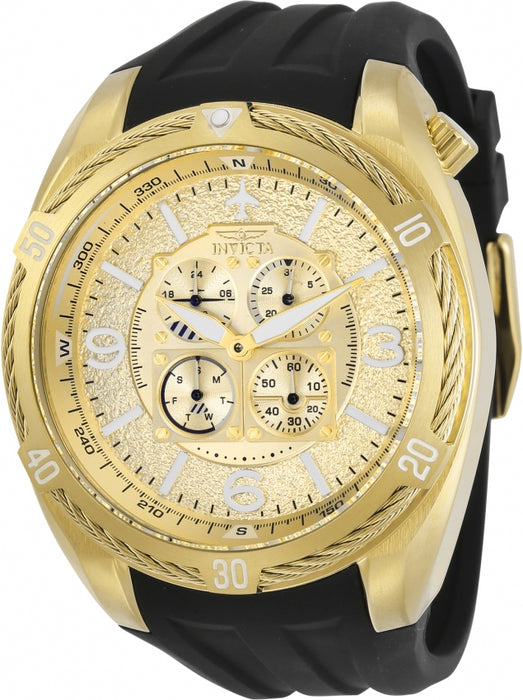 Invicta Men's Aviator Chrono Gold Dial Black Silicone - 30486