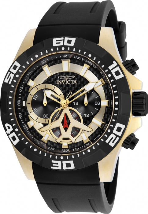 Invicta Men's Aviator Chrono Gold Case Black Rubber - 21739