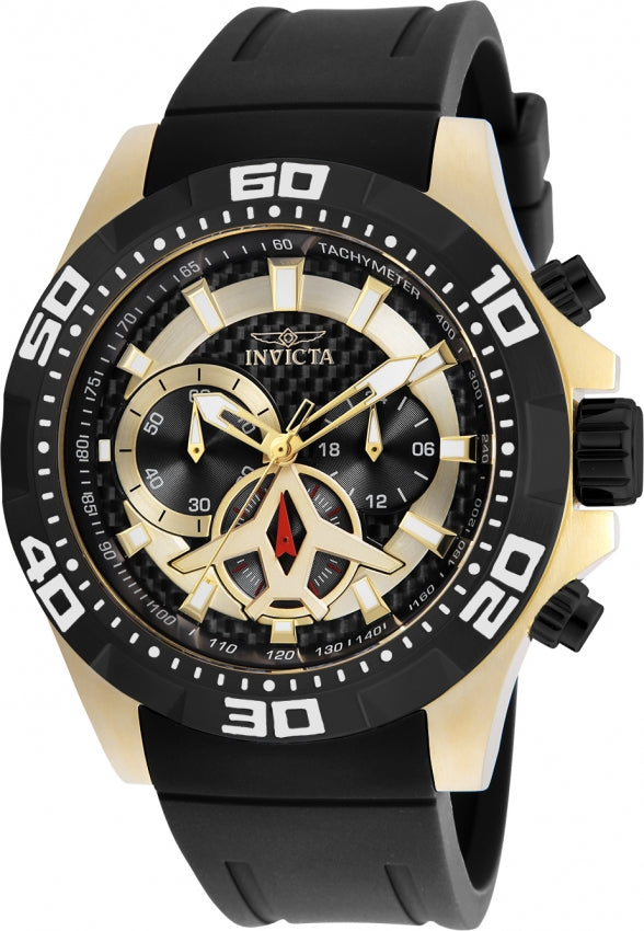 Invicta Men's Aviator Chrono Gold Case Black Rubber - 21739