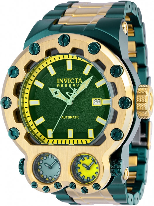 Invicta Men s Reserve Magnum Tria Automatic Green and Gold Tone