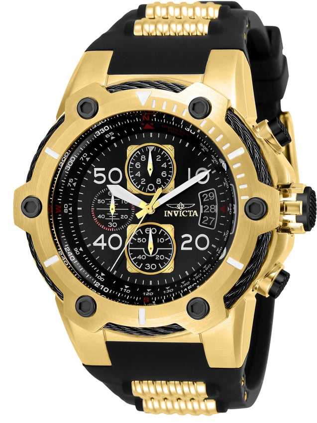 Invicta Men's Bolt Chrono Gold Case Black Silicone - 25468