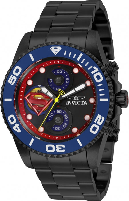 Invicta Men's DC Comics Superman Blue Bezel Black Bracelet - 29065