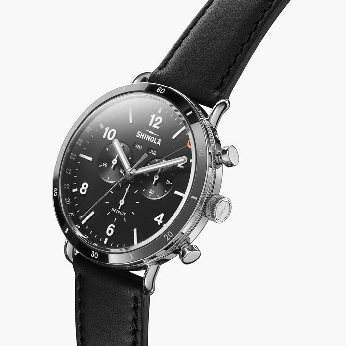 Shinola, The Canfield Sport 45mm Black Dial Black Leather