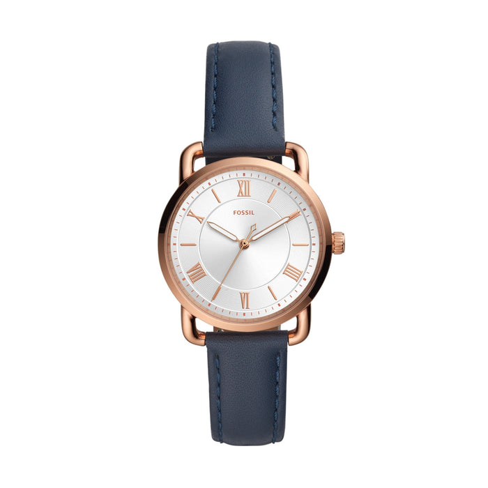 Fossil Copeland Three-Hand Midnight Navy Leather Watch ES4824