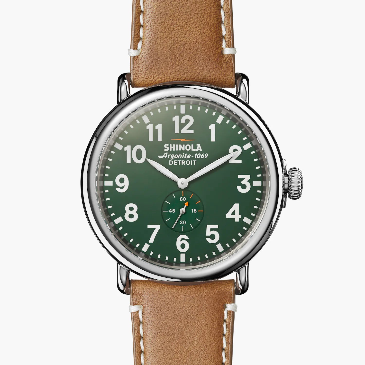 Shinola The Runwell 47mm Green Dial Brown Leather Time After Time