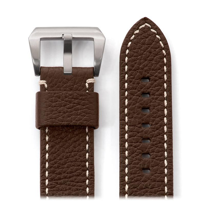 Speidel Men's Wide Contrast Stitched Calfskin Leather Watchband in Black and Brown - Time After Time Watches