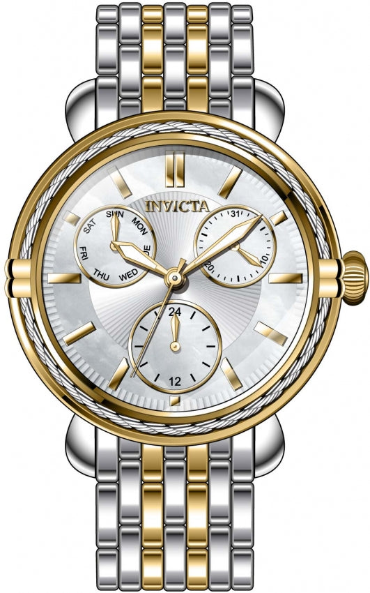 Invicta Ladies Wildflower Chrono MOP Dial Black Leather & SS Bracelet - 30869