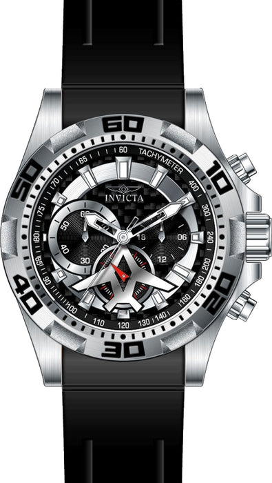 Invicta Men's Aviator Chrono Silver Dial Black Silicone - 21735