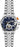 Invicta Men's Aviator Silver tone with a textured blue dial. This model has orange accents in the chronograph and at the top button of the casing that controls the chronographs. markers spread across the dial, with an Arabic 12 at the 12 hour marker. date wheel is stationed at the 3 oclock.  