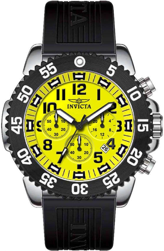 Invicta Men's Pro Diver Zager Exclusive Yellow Dial Black Silicone - 10357
