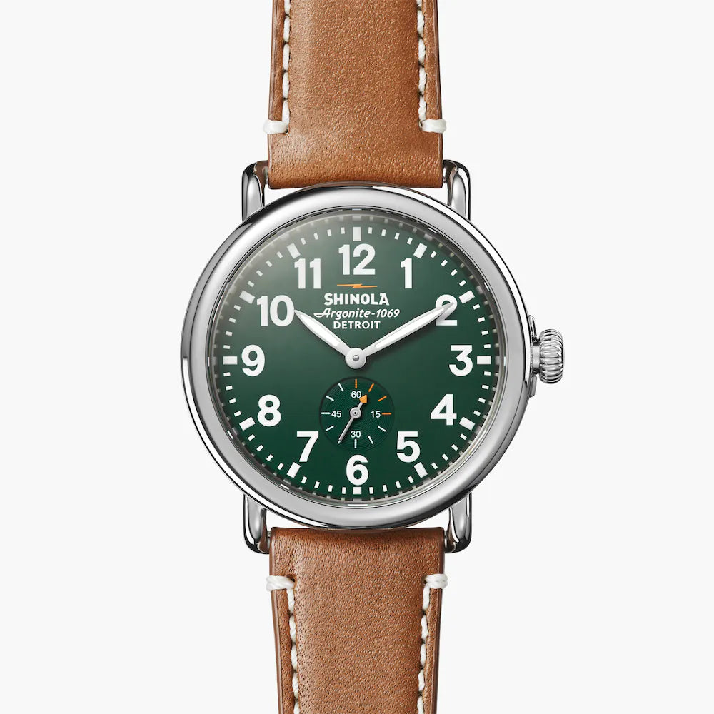Shinola Shinola, The Runwell 41mm Green Dial Brown Leather - Time After Time Watches