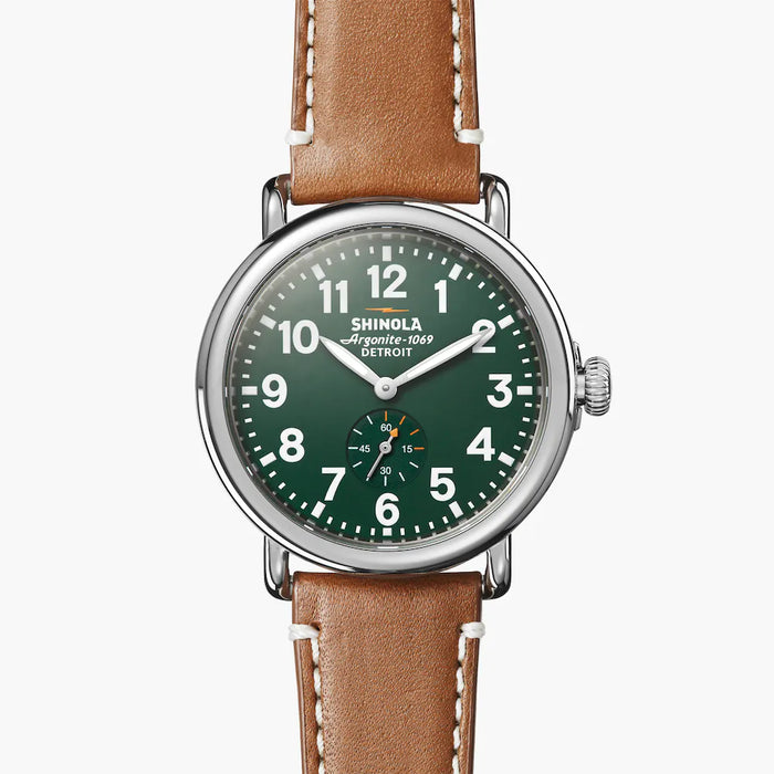 Shinola, The Runwell 41mm Green Dial Brown Leather