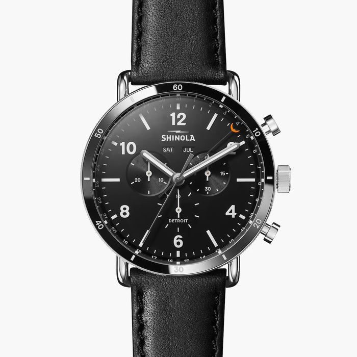 Shinola, The Canfield Sport 45mm Black Dial Black Leather