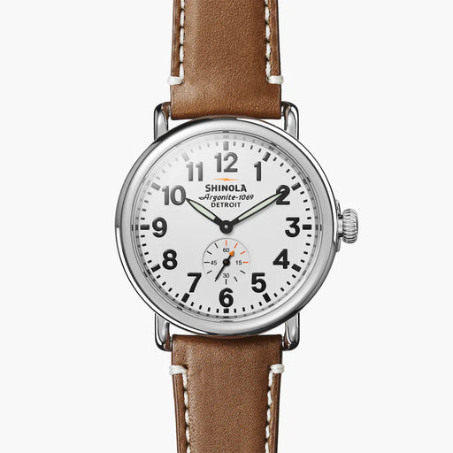 Shinola, The Runwell 41mm White Dial Brown Leather