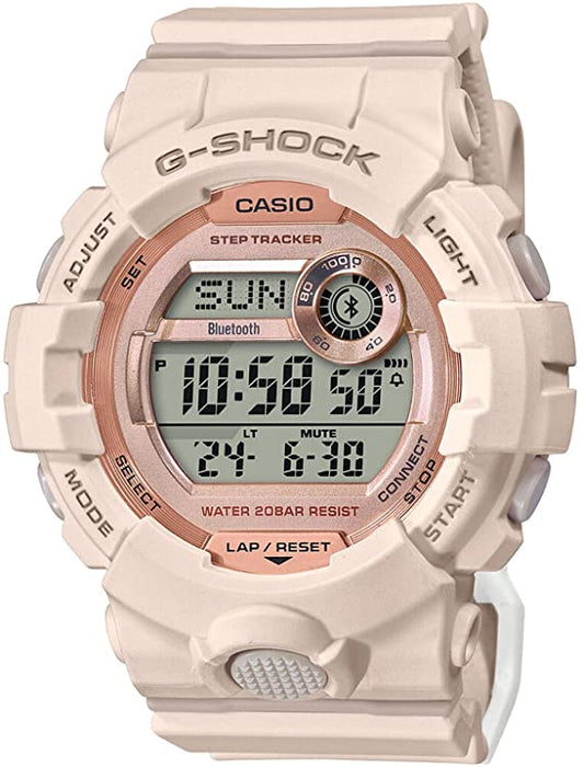 The light coloring creates a gentle aesthetic while the large face allows for all pertinent information to be displayed and easily readable such as health information and the digital time display as well as the day date.